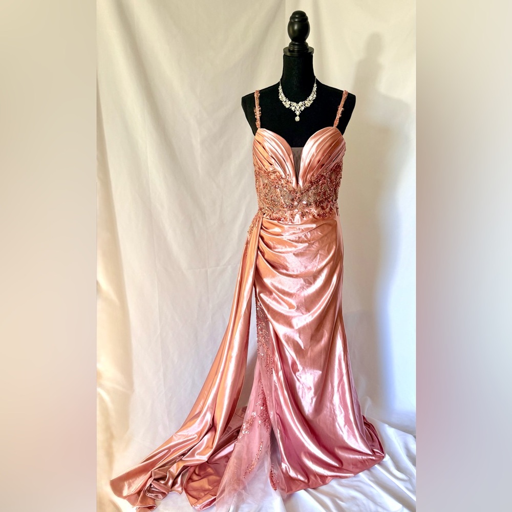 Elegant Pink Satin Gown